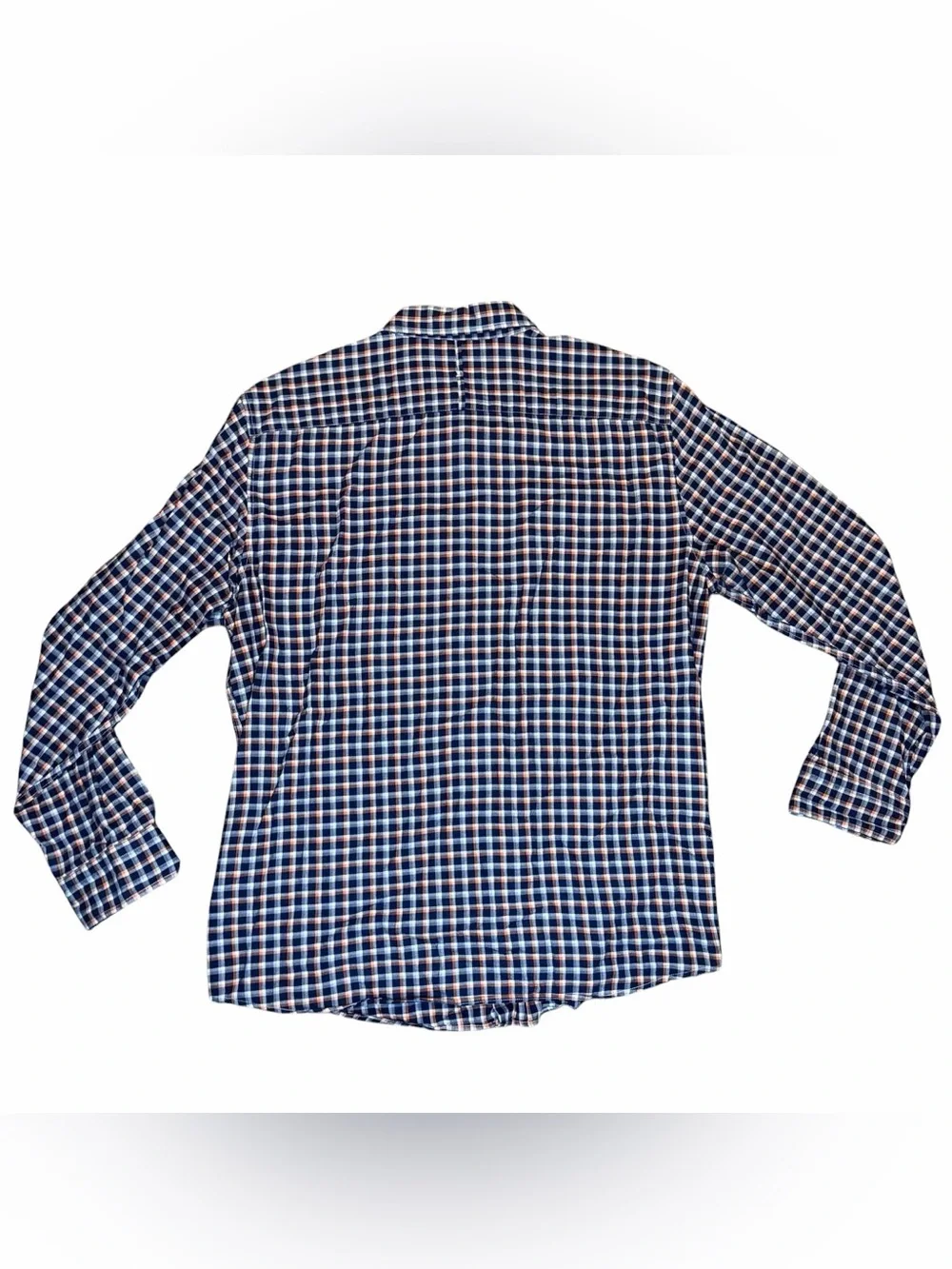 Banana Republic Luxe Slim Fit XL Plaid Button Down Shirt Blue Orange